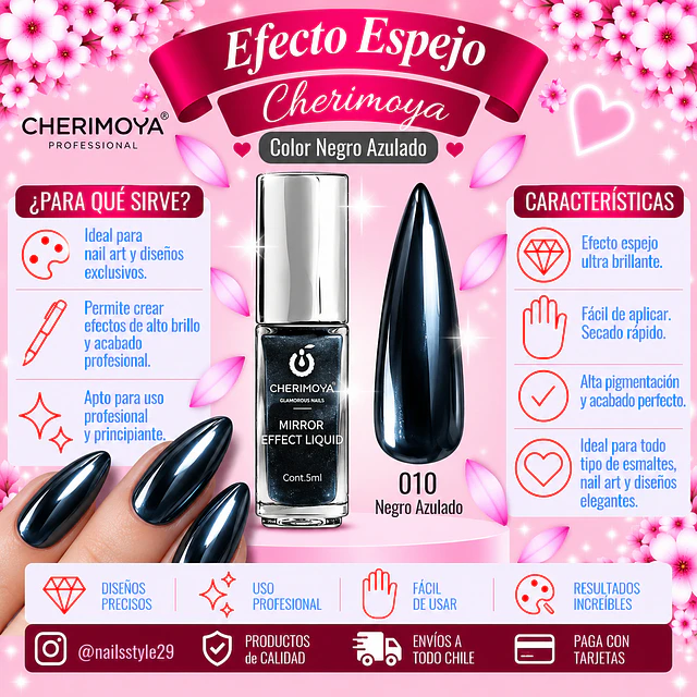 Efecto espejo formato esmalte, negro azulado 