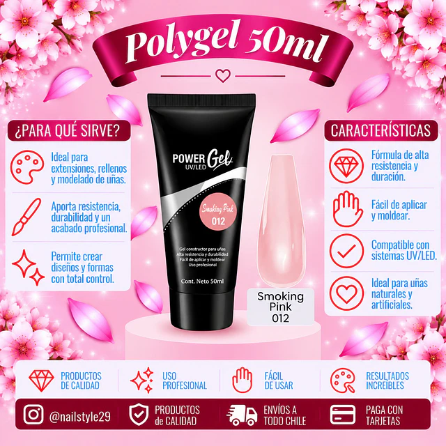 Polygel Cherimoya 50ml, Smoking pink