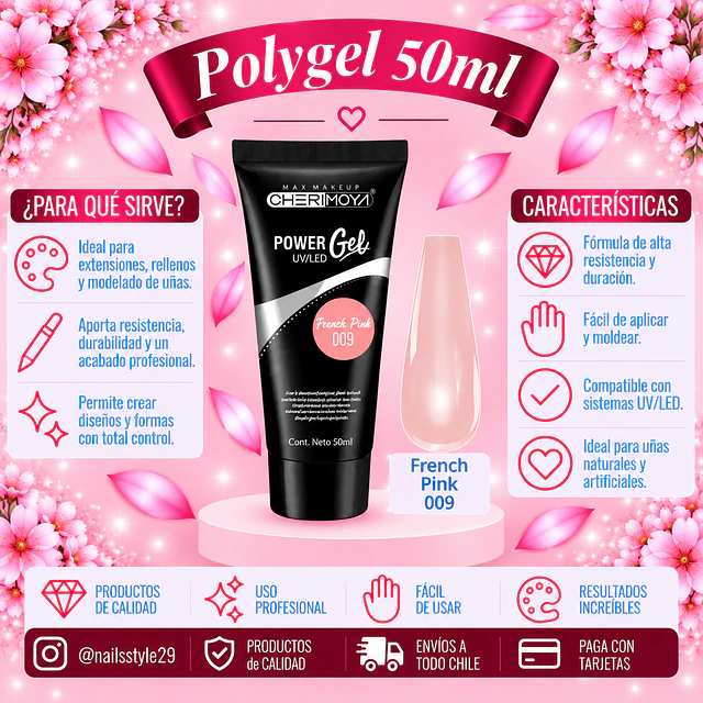 Polygel Cherimoya 50ml,  French pink