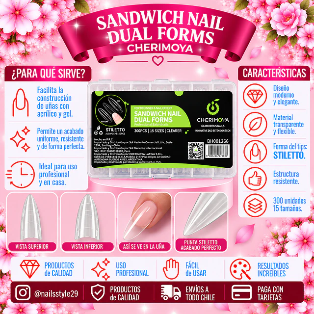 Moldes dual forms Sandwich stiletto, 300 unidades 