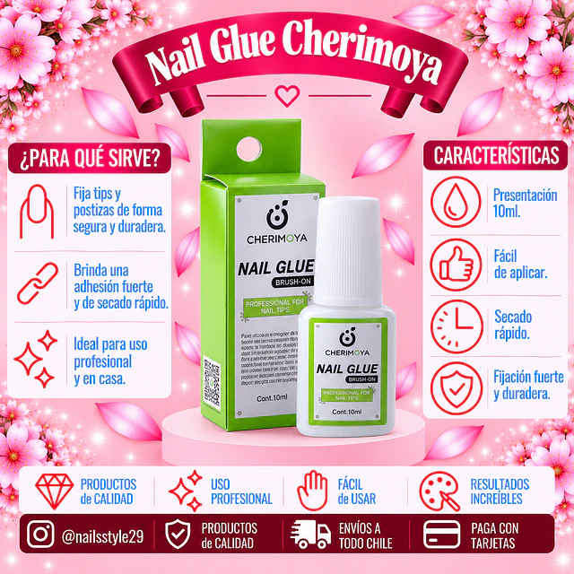 Pegamento para tips y uñas artificiales Cherimoya 