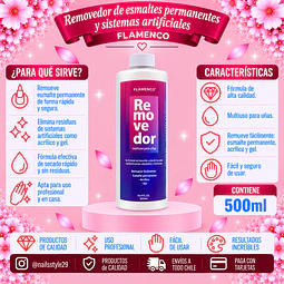Removedor de esmaltes permanentes y sistemas artificiales Flemenco 500ml