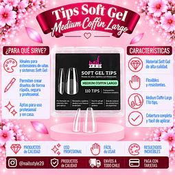 Tips soft gel Medium coffin largo Nail pro 
