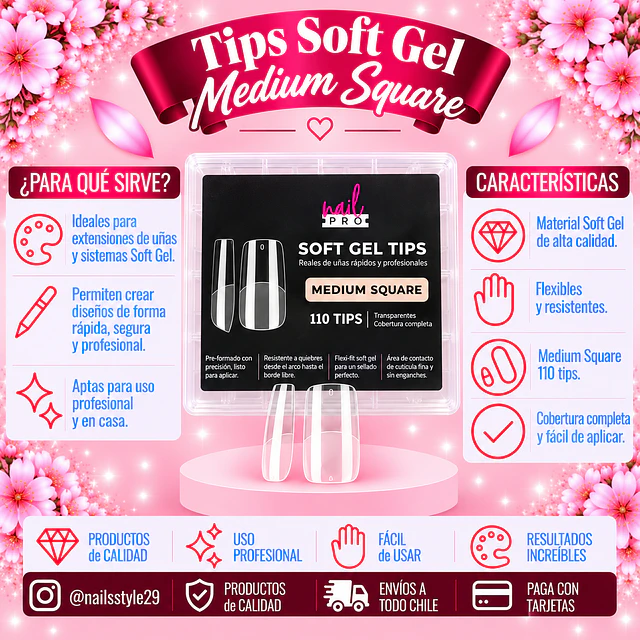 Tips soft gel Medium square Nail pro