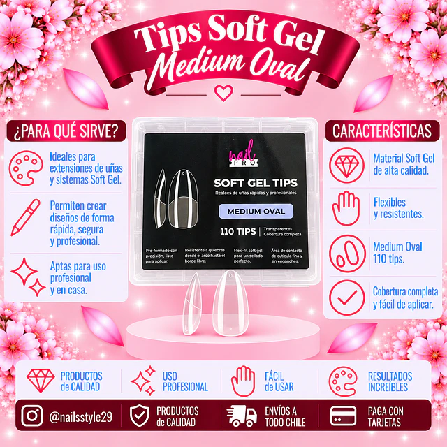Tips soft gel Medium oval Nail pro 