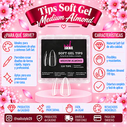 Tips soft gel Medium almond Nail pro