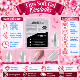 Tips soft gel 120 unidades ovalados Cherimoya 