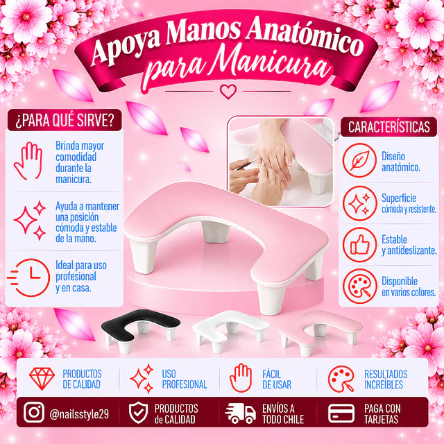 Apoyamanos anatómico  para manicure 