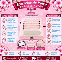 Extractor de polvo Nail pro 80 watts con filtro reutilizable 