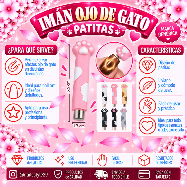 Imán ojo de gato patitas marca genérica 