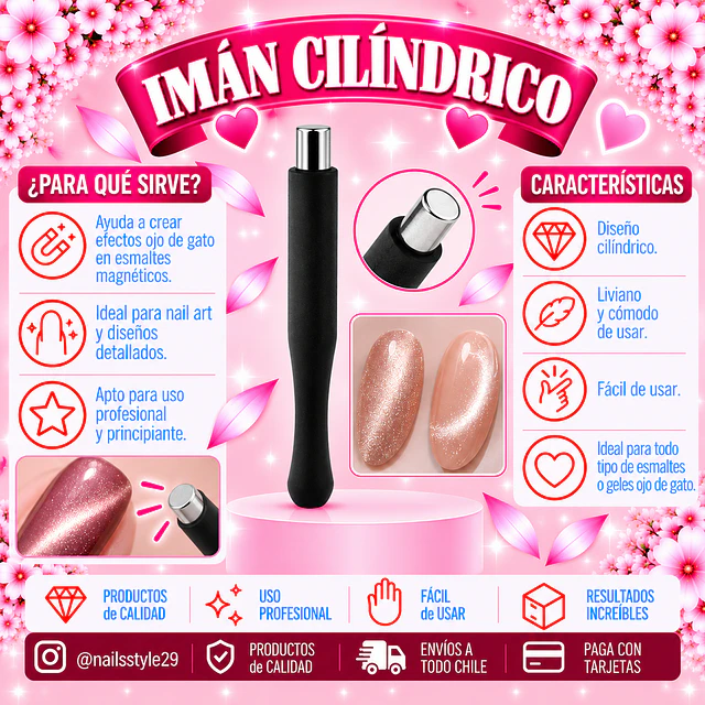 Imán cilíndrico ojo de gato