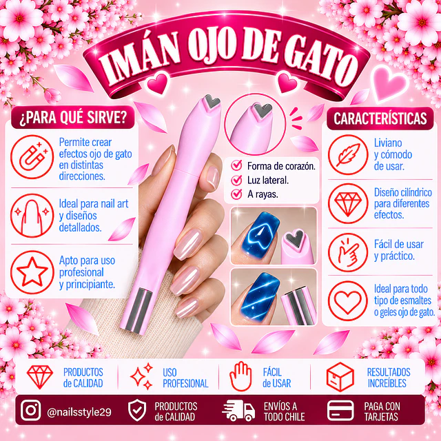 Imán ojo de gato corazón 