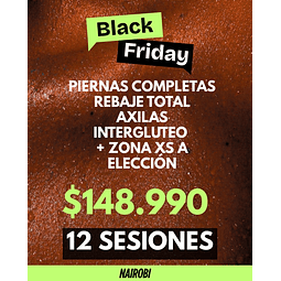 12 sesiones piernas, rebaje, interglúte, axilas 1xs