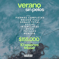 10 sesiones piernas, brazos, rebaje, intergluteo, axilas,+ 3xs 