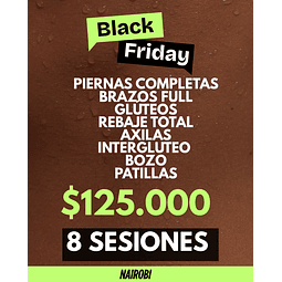 8 sesiones: piernas, brazos, glúteos, Rebaje, interglúteo, axilas, 2xs