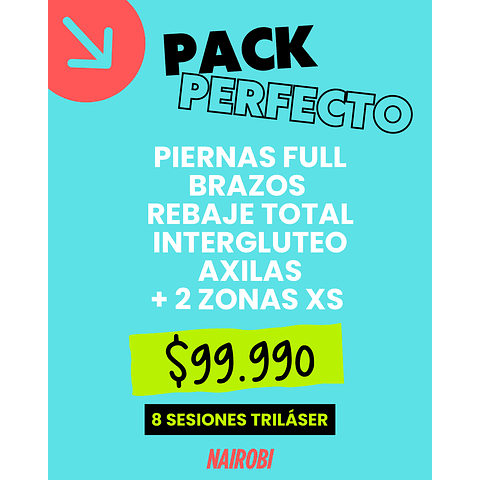 8 sesiones piernas, brazos, rebaje, intergluteo, axilas, 2 XS 