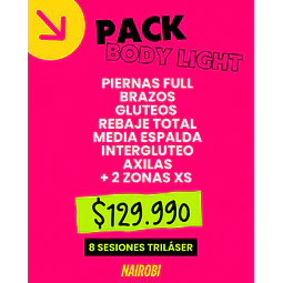 8 sesiones piernas,brazos, glúteos, media espalda, rebaje, axilas, intergluteo, 2XS 