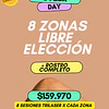 8 sesiones: 8 zonas libre elección + rostro 