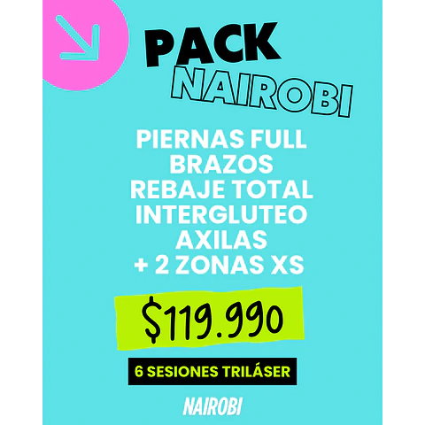 Piernas, brazos, rebaje, intergluteo, axilas, 2 XS 