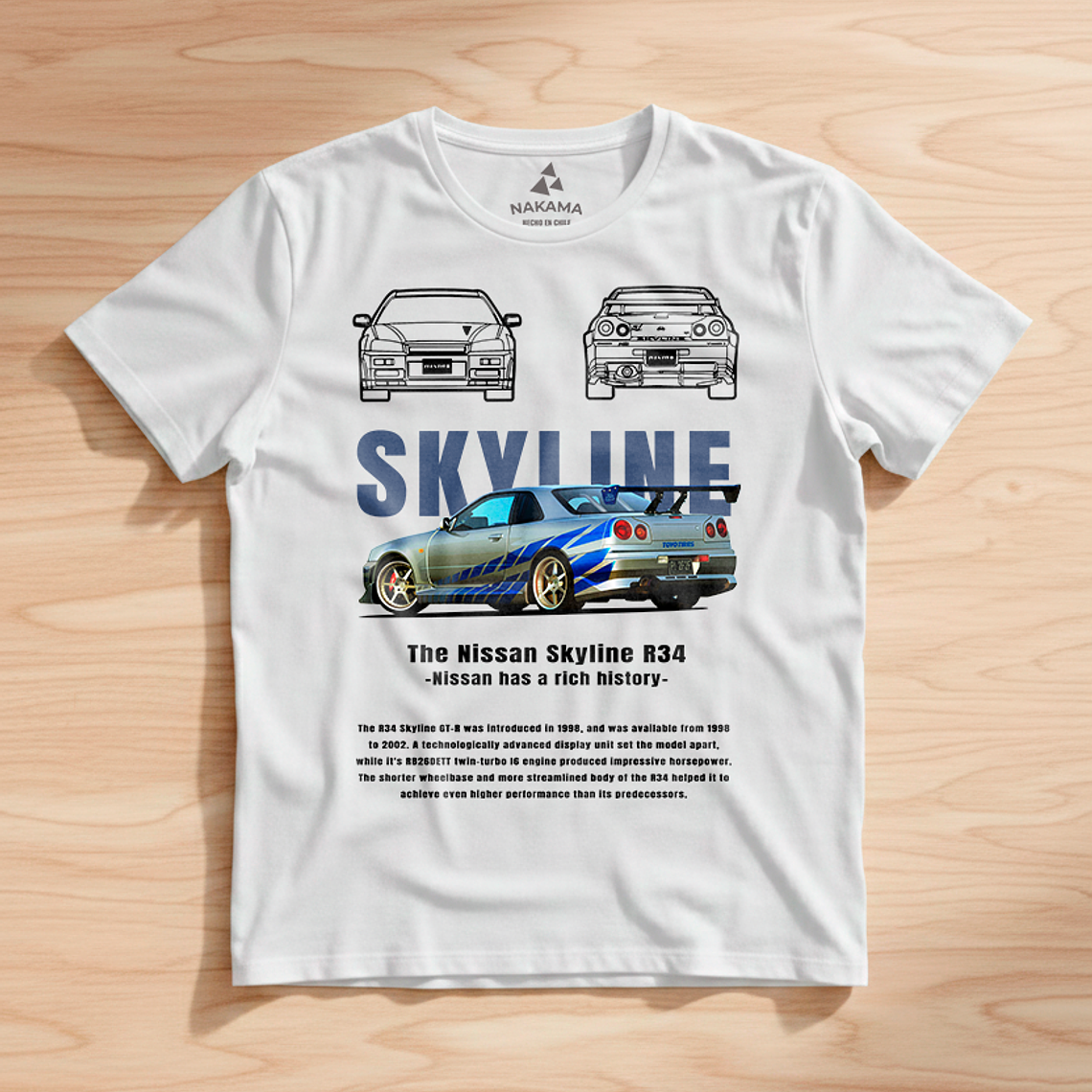 Polera Nissan Skyline Gtr R34 Diseño Automotriz 4