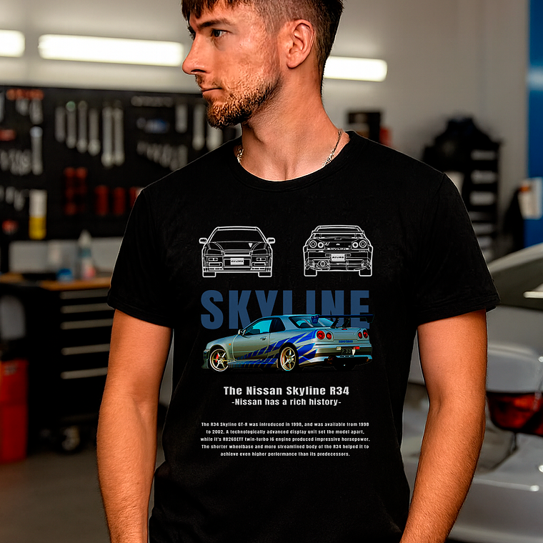 Polera Nissan Skyline Gtr R34 Diseño Automotriz 5