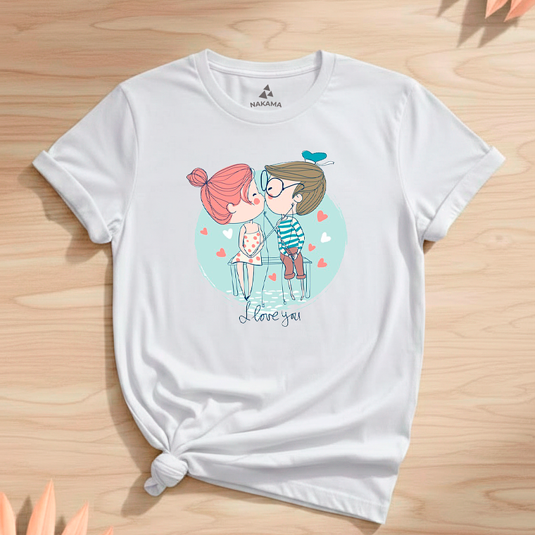 Polera Couple Kiss I Love You San Valentín 2
