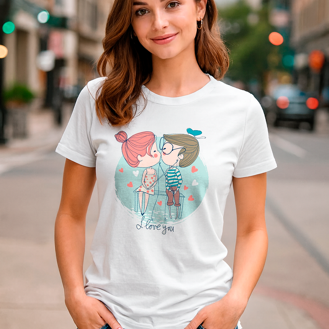 Polera Couple Kiss I Love You San Valentín 1