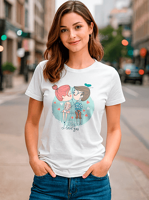 Polera Couple Kiss I Love You San Valentín