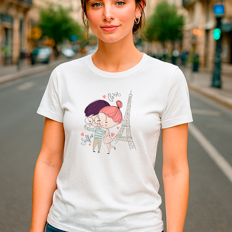 Polera Mujer Selfie I Love París San Valentín 3