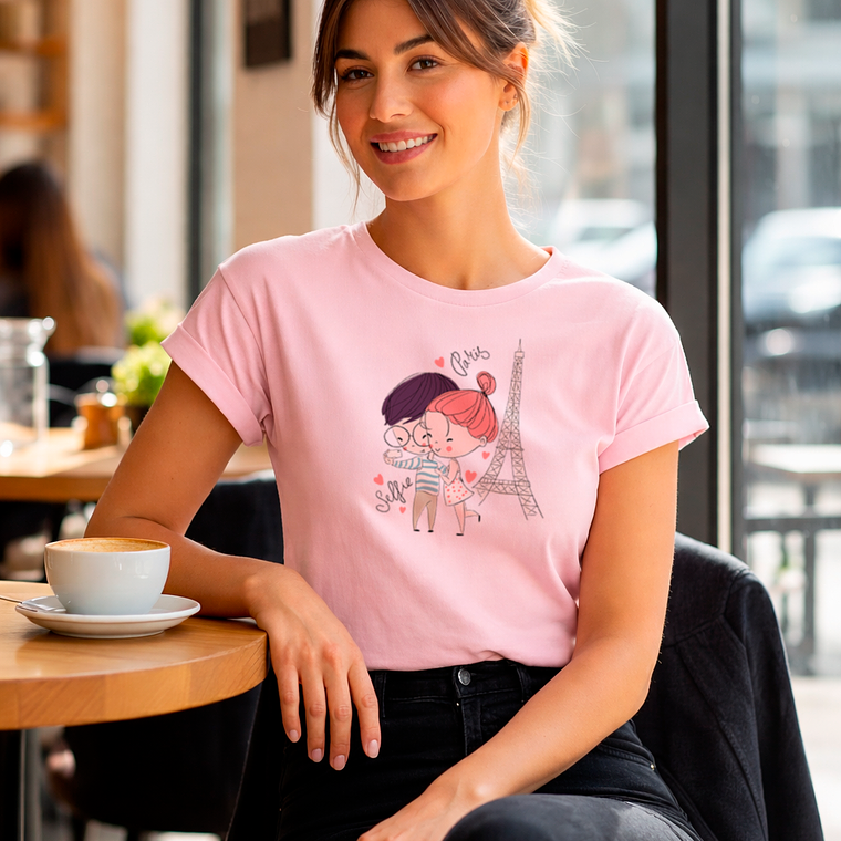 Polera Mujer Selfie I Love París San Valentín 5