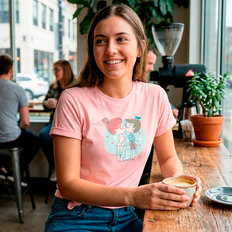 Polera Couple Kiss I Love You San Valentín 3