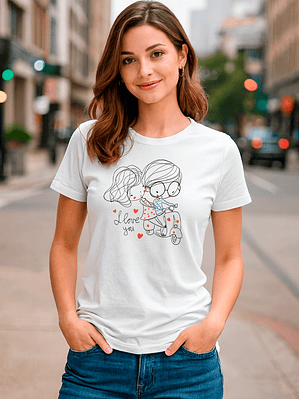 Polera Couple Scooter I Love You San Valentín