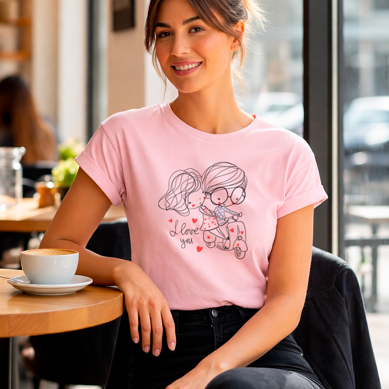 Polera Couple Scooter I Love You San Valentín 3