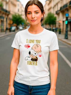 Polera Snoopy I Love You Forever Algodón Premium