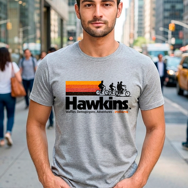 Polera Hombre Stranger Things Diseño Hawkins Retro 1