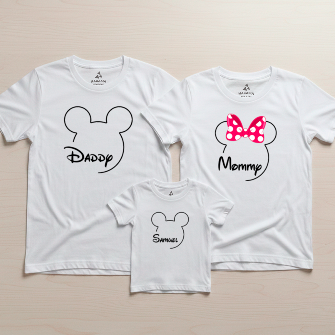 Pack 3 Poleras Familiares Mickey & Minnie Papá, Mamá Y Niño 7