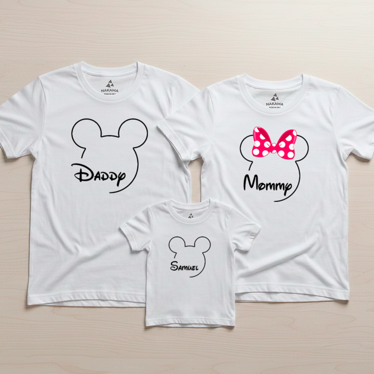 Pack 3 Poleras Familiares Mickey & Minnie Papá, Mamá Y Niño 7