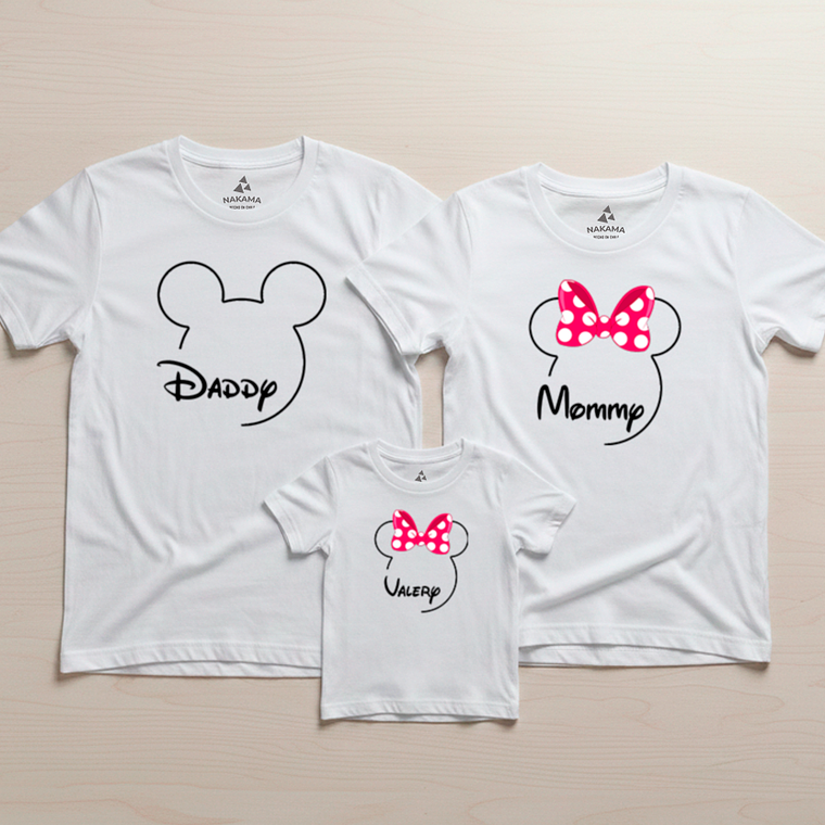 Pack 3 Poleras Familiares Mickey & Minnie Papá, Mamá Y Niño 5