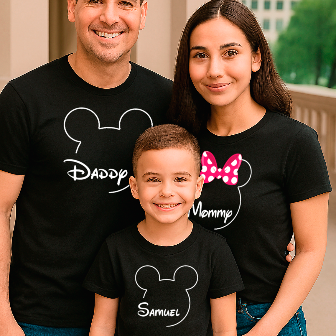 Pack 3 Poleras Familiares Mickey & Minnie Papá, Mamá Y Niño 4