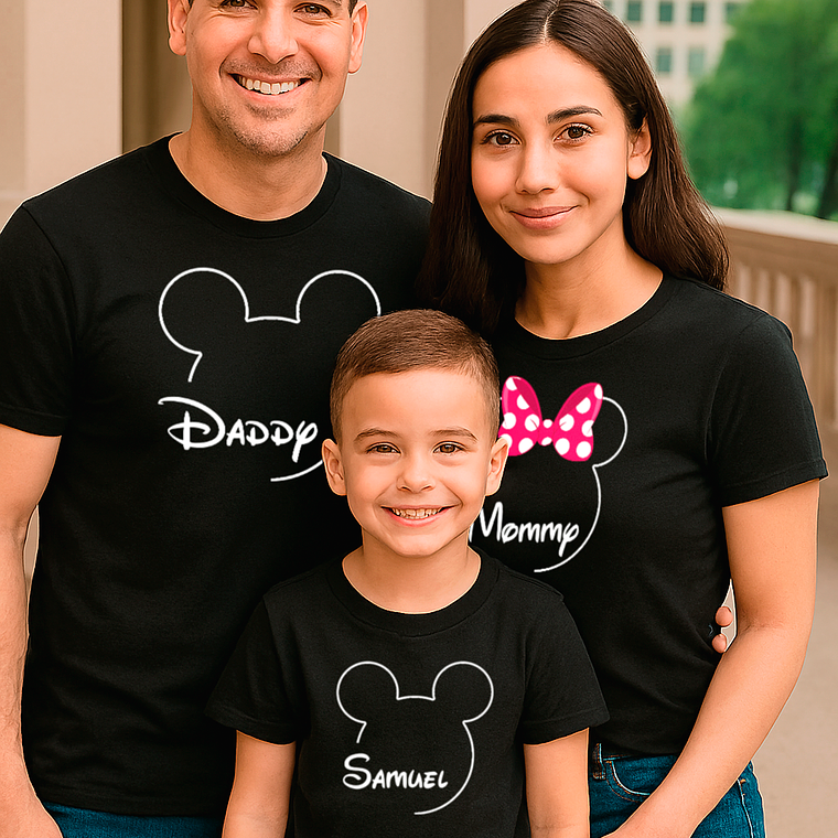 Pack 3 Poleras Familiares Mickey & Minnie Papá, Mamá Y Niño 4