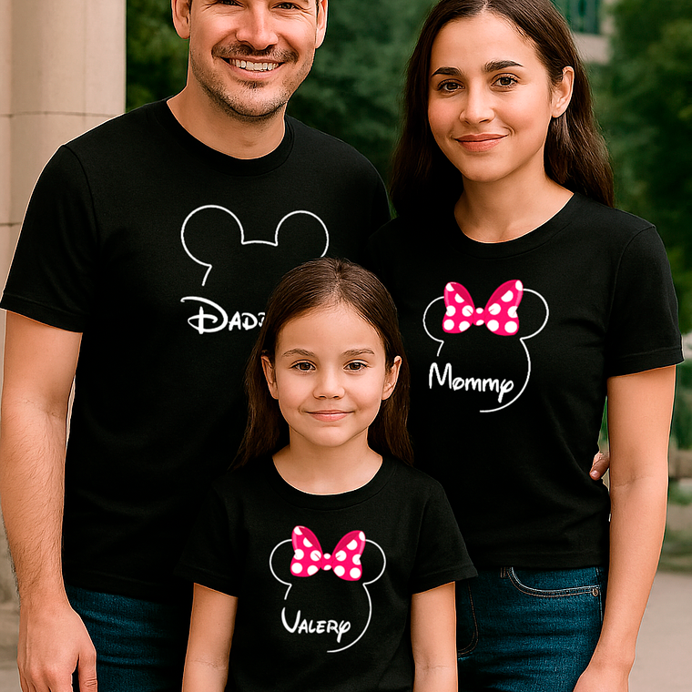 Pack 3 Poleras Familiares Mickey & Minnie Papá, Mamá Y Niño 3
