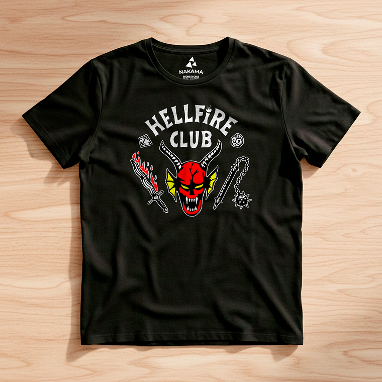 Polera Unisex Stranger Things Hellfire Club Negro Algodón Premium 3