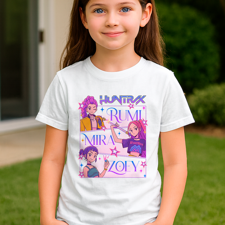 Polera Infantil K-pop Huntrx Demon Hunters Rumi Algodón 1