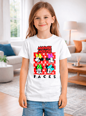 Polera De Niña Minnie Mouse Faces
