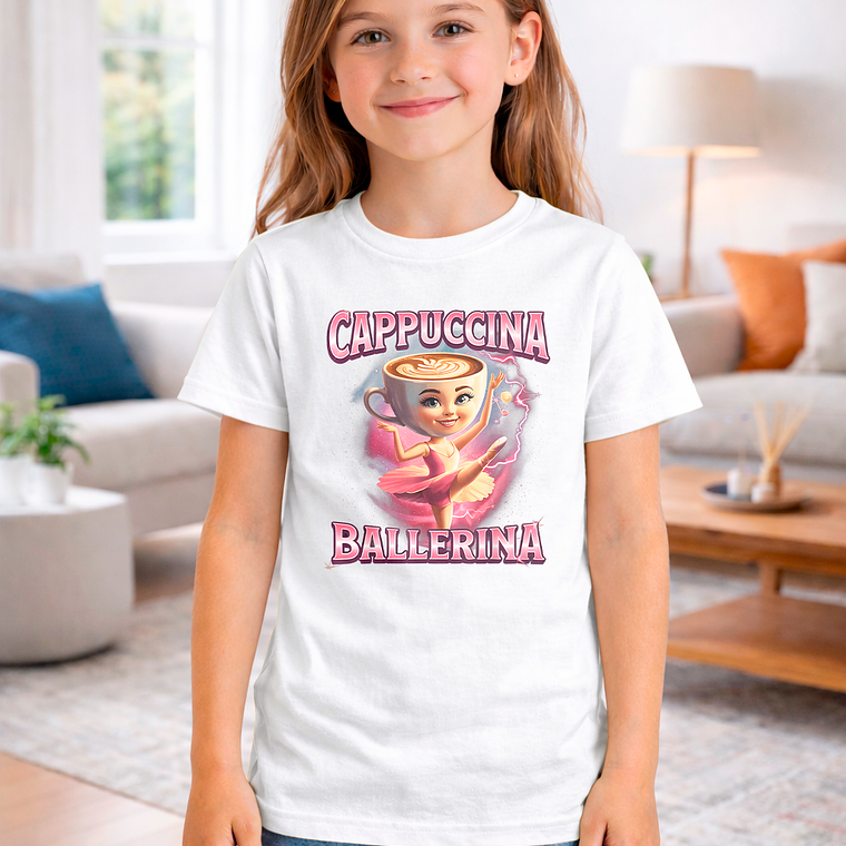 Polera Niña Cappuccina Ballerina Brainrots 3