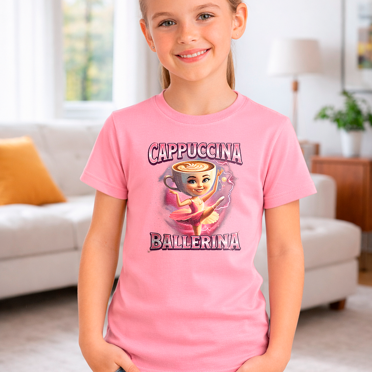 Polera Niña Cappuccina Ballerina Brainrots 1