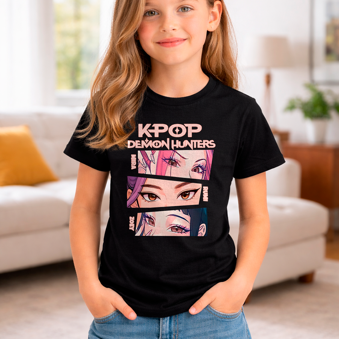 Polera Infantil K-pop Demon Hunters Diseño Rumi, Mira Y Zoey 5