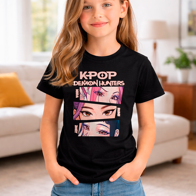 Polera Infantil K-pop Demon Hunters Diseño Rumi, Mira Y Zoey 5
