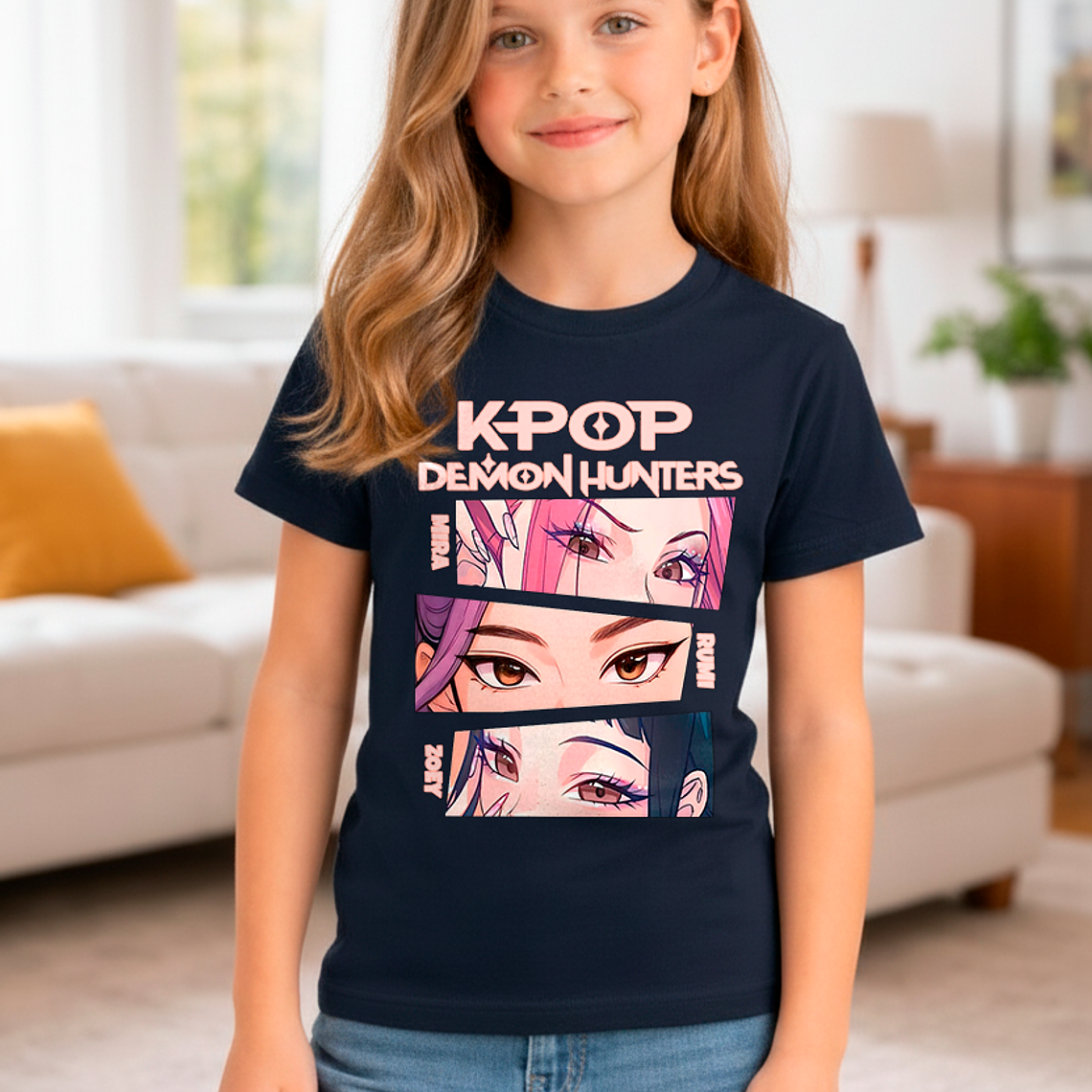 Polera Infantil K-pop Demon Hunters Diseño Rumi, Mira Y Zoey 1
