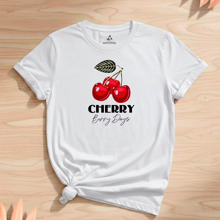 Polera Mujer Cherry Berry Days Diseño Frutas Algodón Premium 2